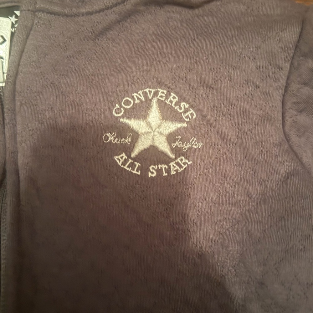 Converse Girls' Quilted Zip Hoodie in Grey - Picture 2 of 5